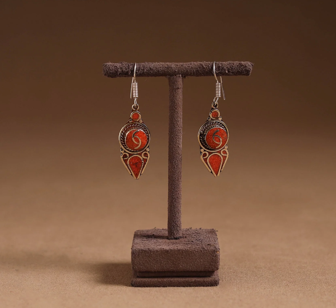 Orange - Ethnic Tribal Tibetan Earrings from Himalaya 55